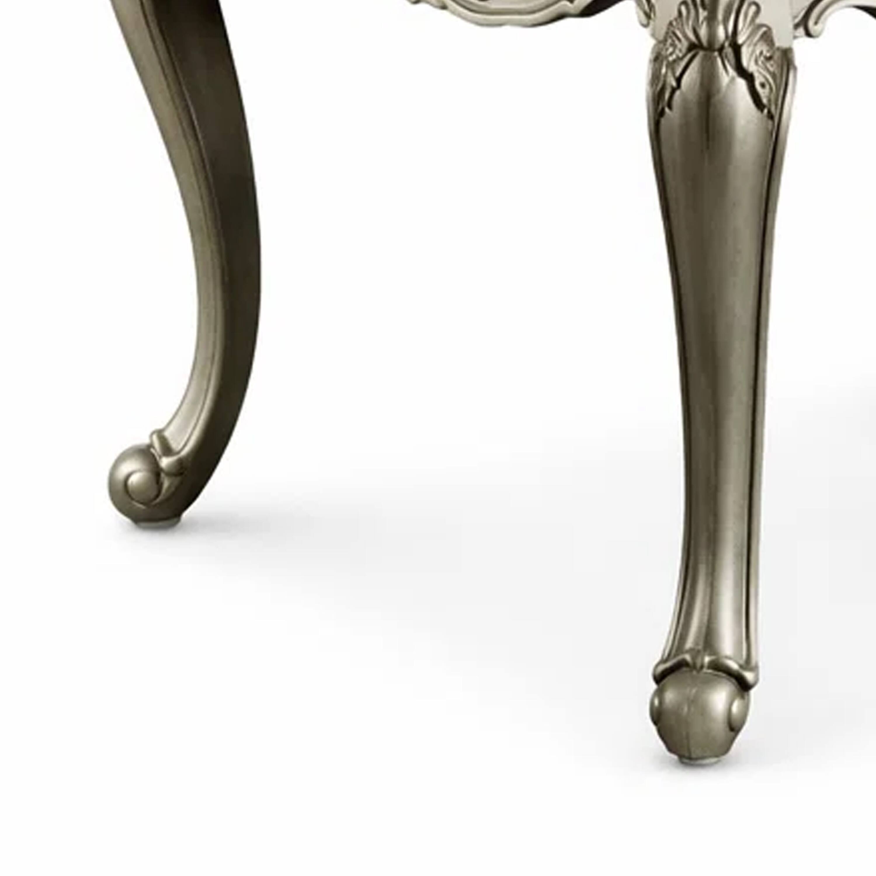 Alt View 4. Manhattan Lane - Miz Side End Table, 28 Inch, Carved Cabriole Legs - Champagne Silver, Gold.