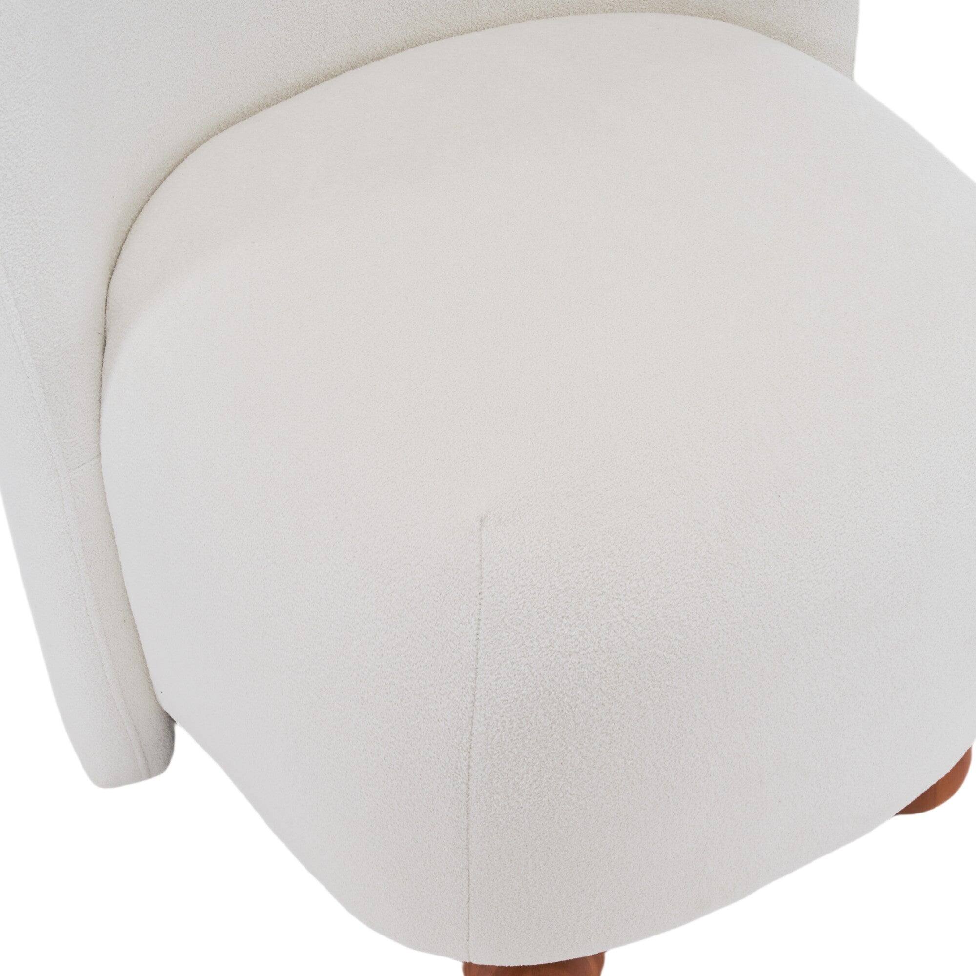 Alt View 5. Boyel Living - White Modern Low Back Upholstered Armless Living Room Chairs with Round Pine Wood Feet for Small Living Spaces - White.