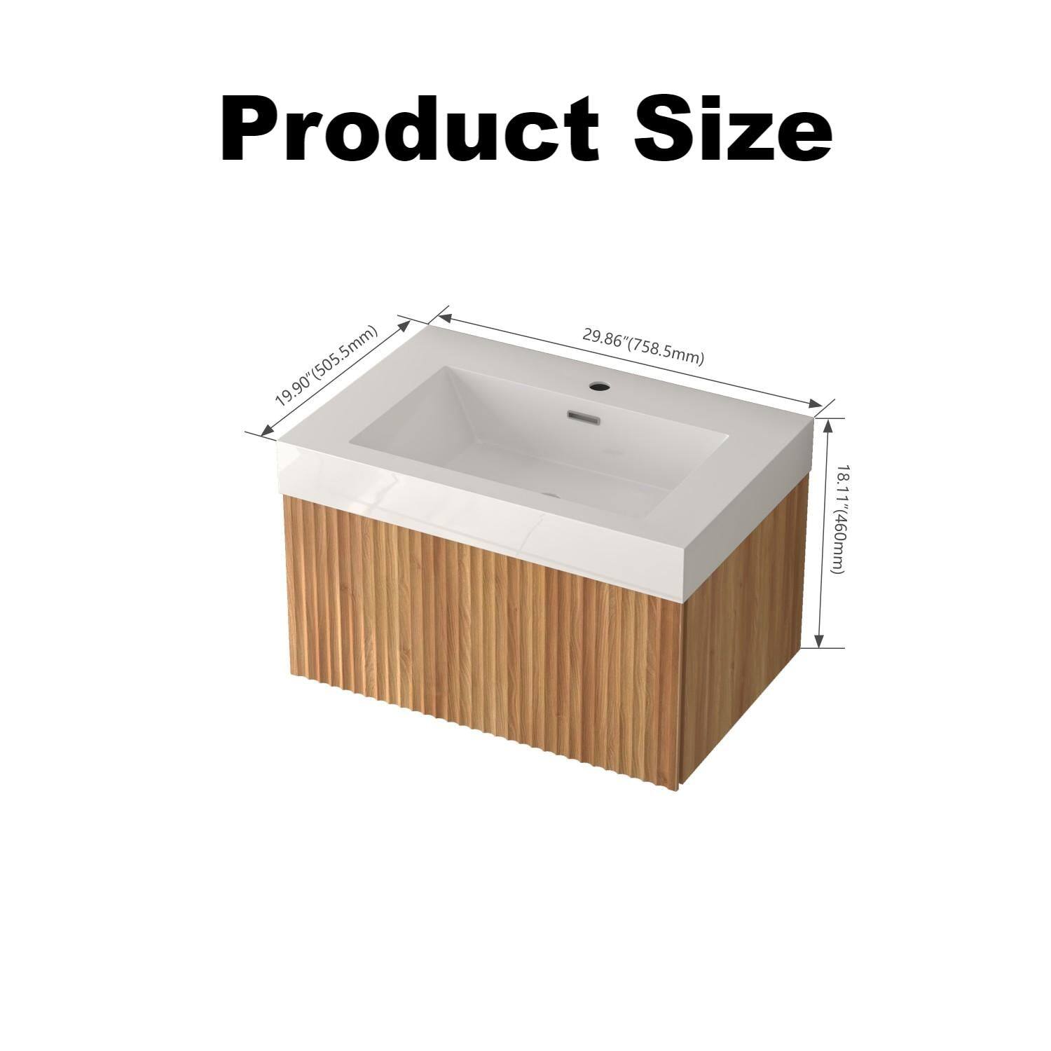 Product Size

19.90" (505.5mm)  
29.86" (758.5mm)  
18.11" (460mm)