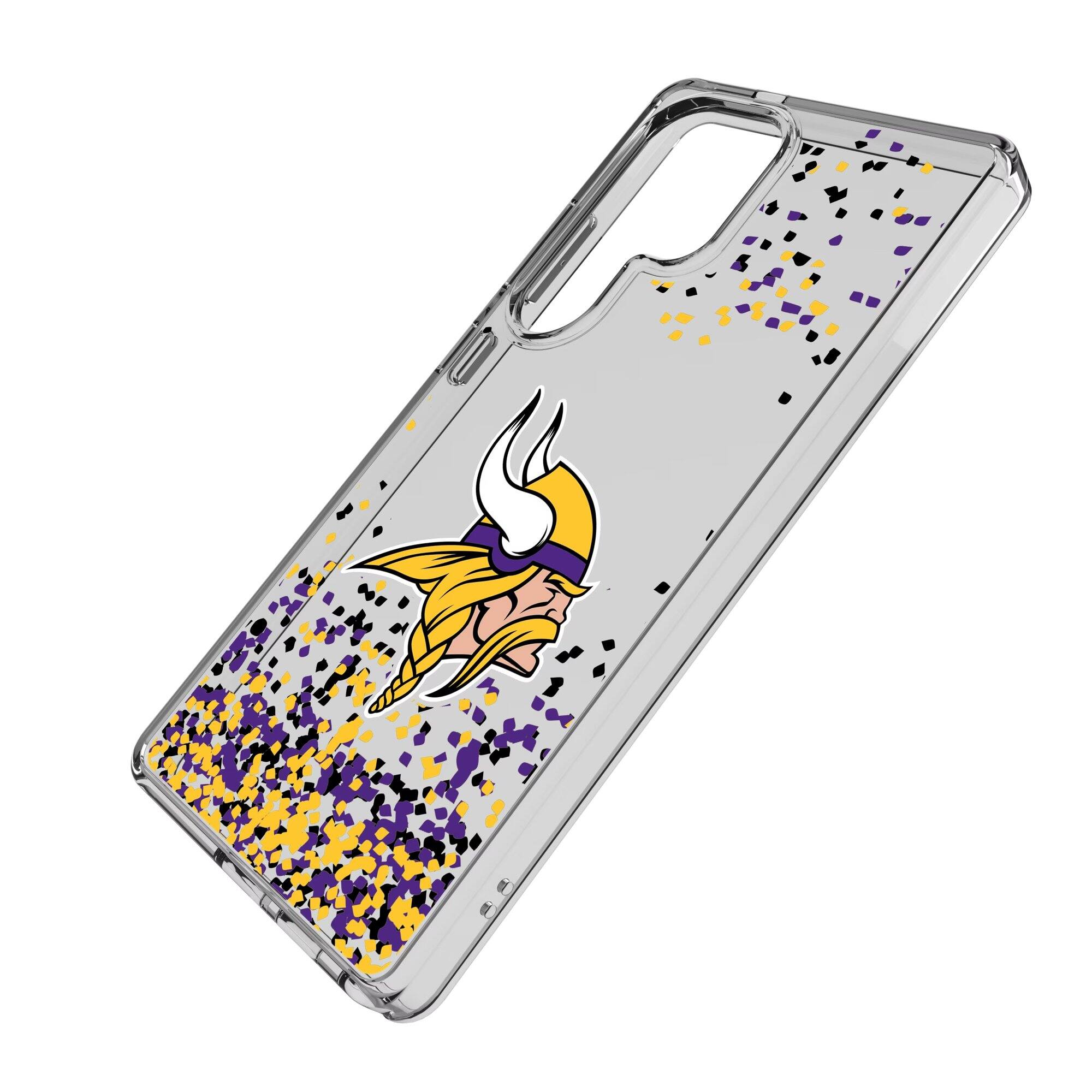 Alt View 1. Keyscaper - Minnesota Vikings Galaxy Clear Case with Confetti Design - S23 - Multicolor.