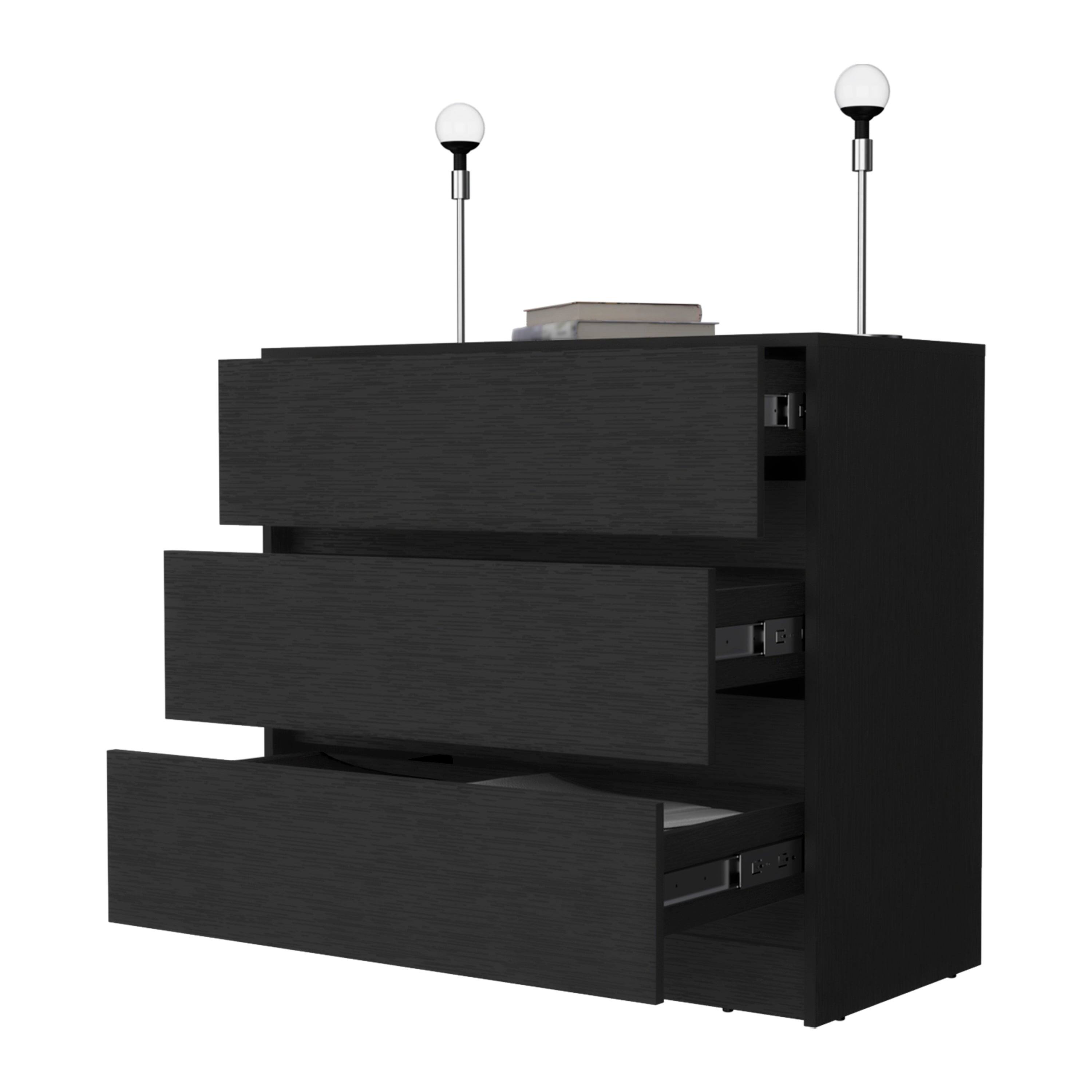 Alt View 2. TinyHomie - Avra 3 Drawer Dresser Manufactured Wood Top and Front Chest of Drawers - Black.