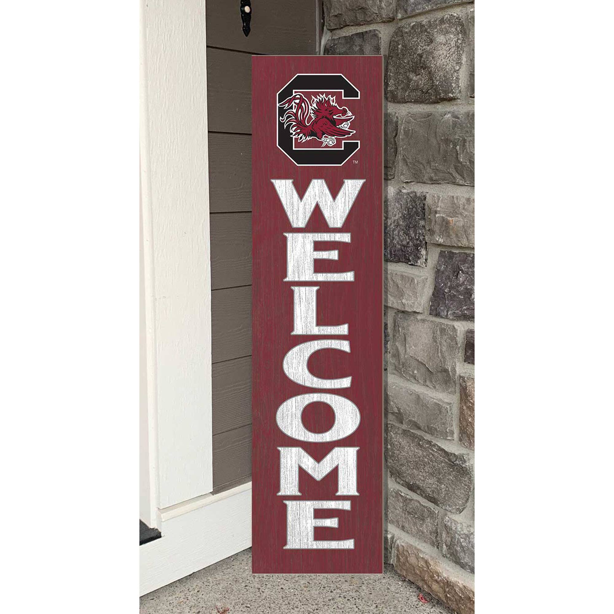 Alt View 1. Jardine - South Carolina Gamecocks 12'' x 48'' Welcome Outdoor Leaner - Maroon.