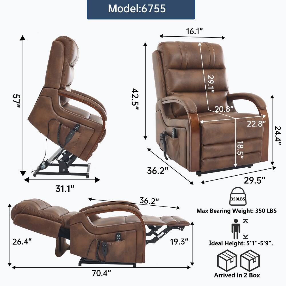 Model: 6755

- 16.1"
- 57"
- 31.1"
- 42.5" 36.2" 36.2"
- 29.1" 20.8" 22.8" 18.5" 24.4" 29.5" 350LBS
- Max Bearing Weight: 350 LBS
- 26.4"
- 19.3"
- Ideal Height: 5'1"-5'9".
- 70.4"
- Arrived in 2 Box