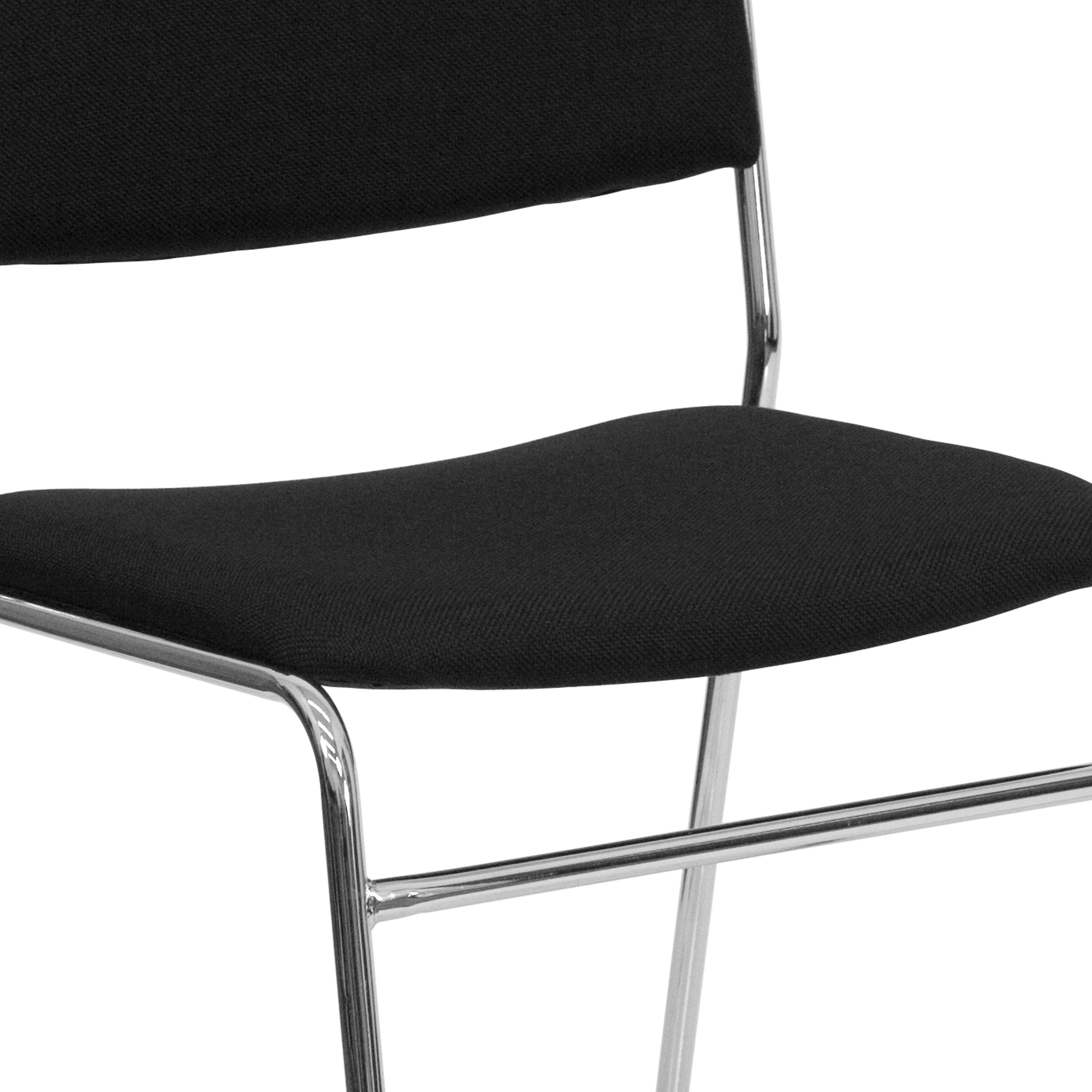 Alt View 9. Emma + Oliver - 500 lb. Capacity High Density Stacking Chair with Sled Base - Black Fabric/Chrome Frame.