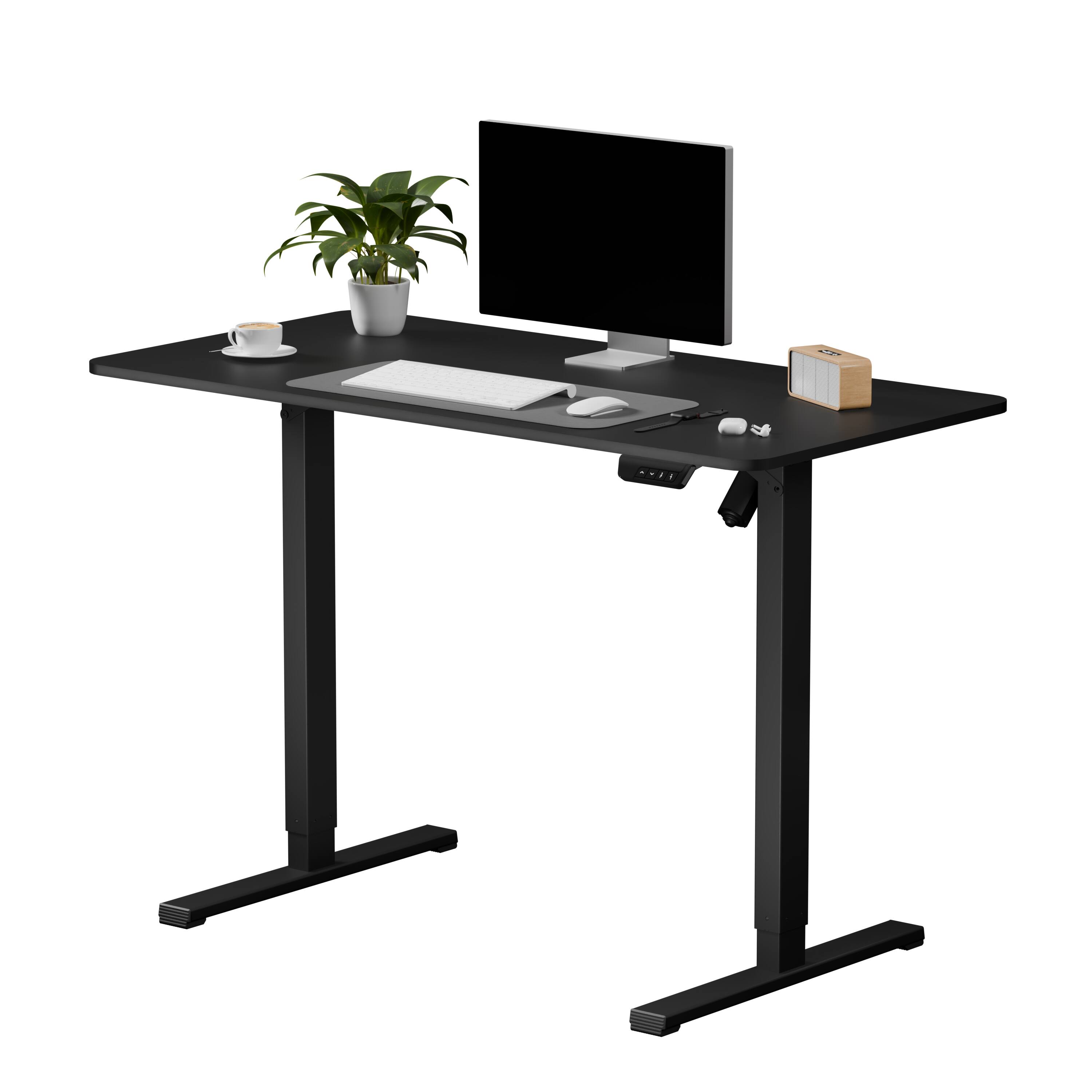 Left. FlexiSpot - EC2 Series 48" x 24" Electric Height-Adjustable Standing Desk - Black.