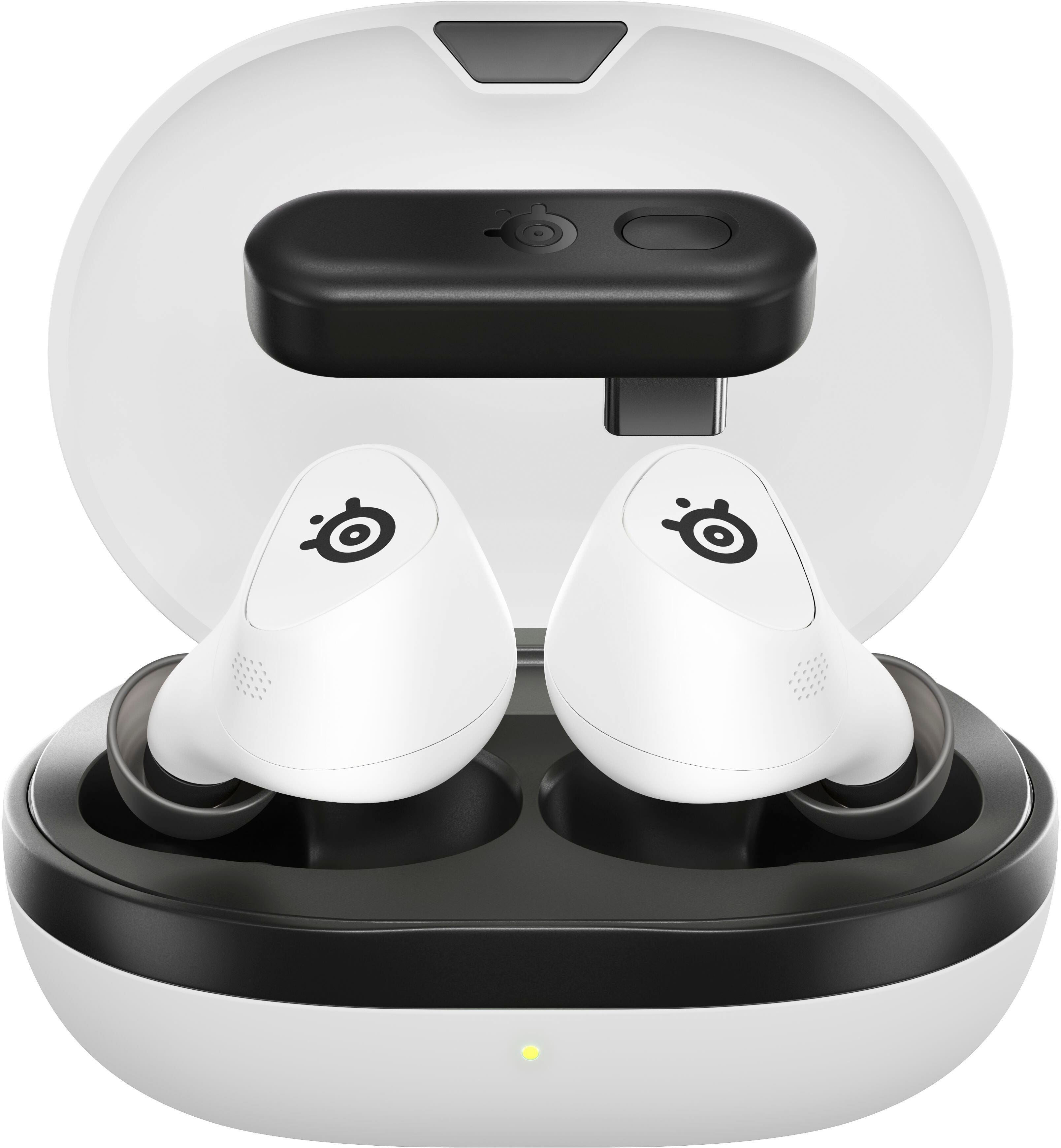 Front. SteelSeries - Arctis GameBuds True Wireless Noise Cancelling Gaming Earbuds for PS5, PS4, PC, Switch - White.