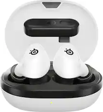 Front. SteelSeries - Arctis GameBuds True Wireless Noise Cancelling Gaming Earbuds for PS5, PS4, PC, Switch, ROG Ally, Steam Deck - White.