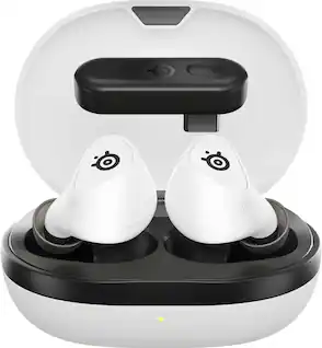 Front. SteelSeries - Arctis GameBuds True Wireless Noise Cancelling Gaming Earbuds for PS5, PS4, PC, Switch, ROG Ally, Steam Deck - White.