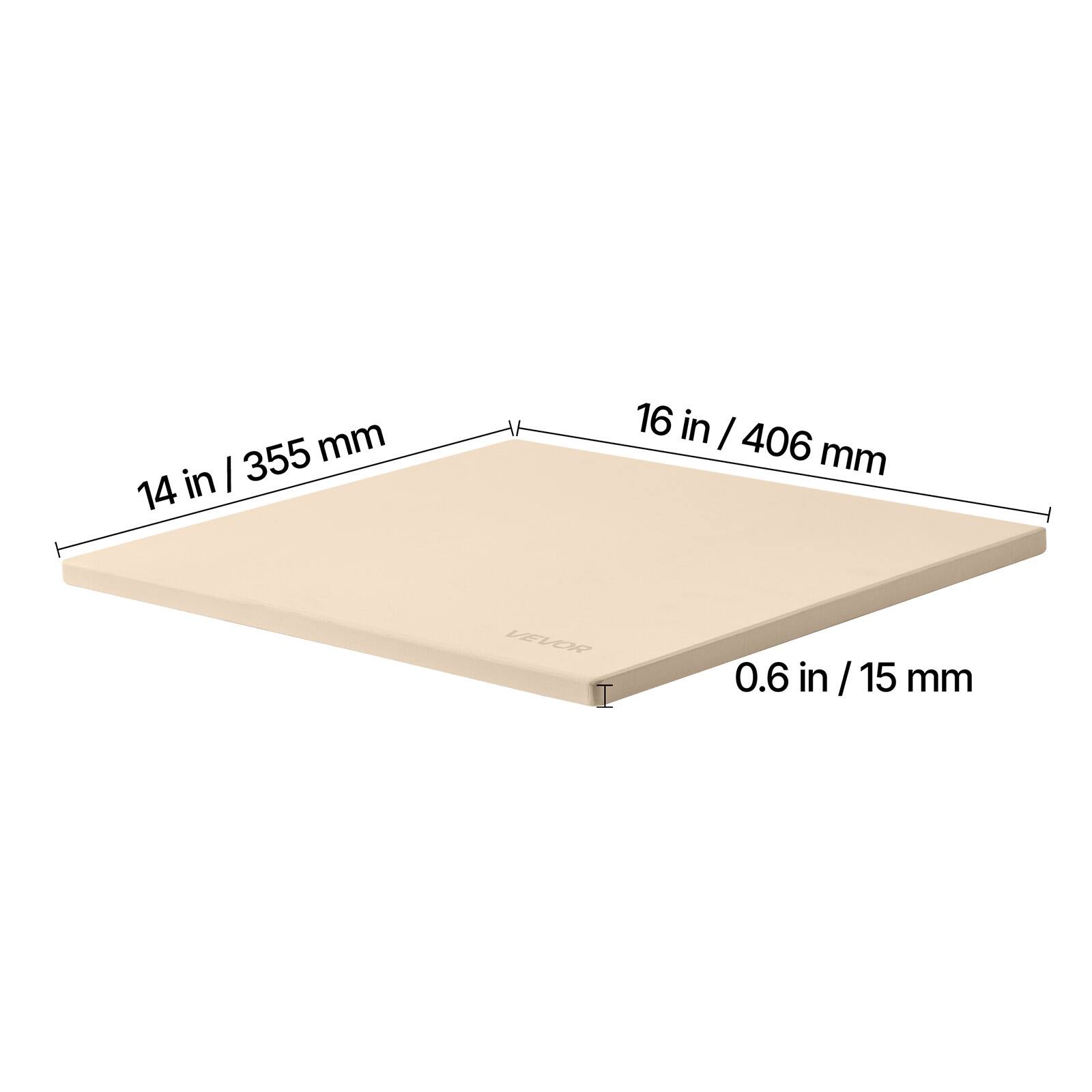 355 mm / 14 in  
16 in / 406 mm  
0.6 in / 15 mm