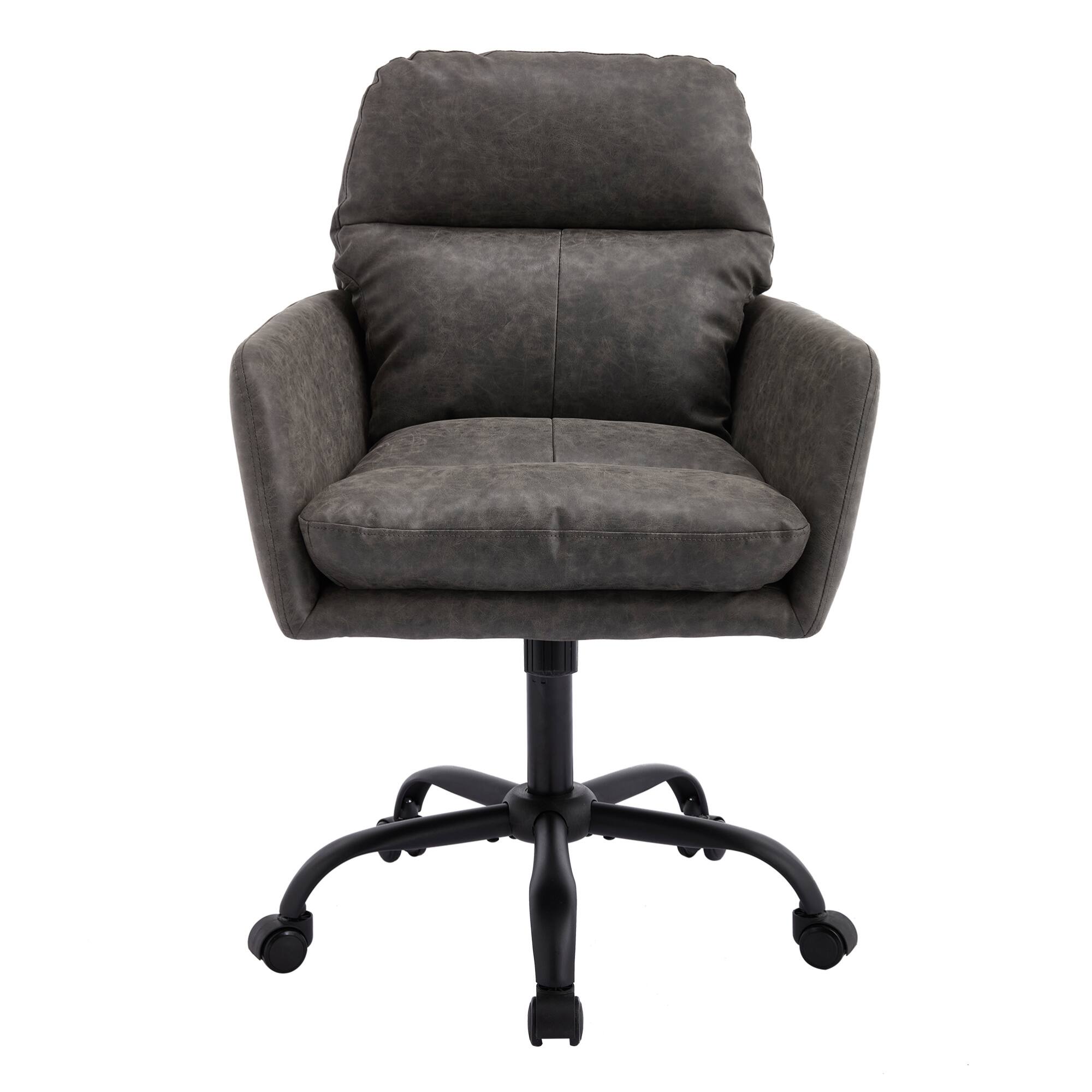 Alt View 6. GOODSILO - Ergonomic Executive Office Chair with Adjustable Height and PU Leather Upholstery - Gray.