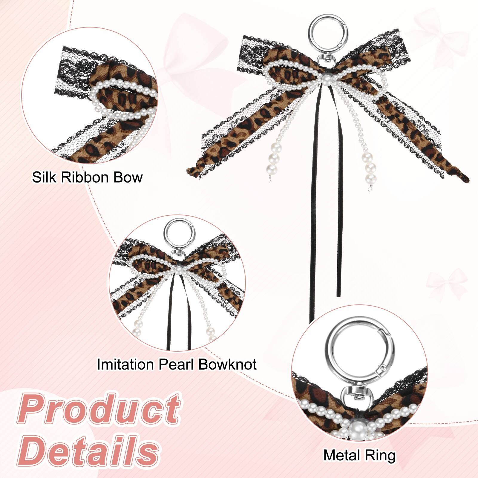 Silk Ribbon Bow  
Imitation Pearl Bowknot  
Product Details  
Metal Ring
