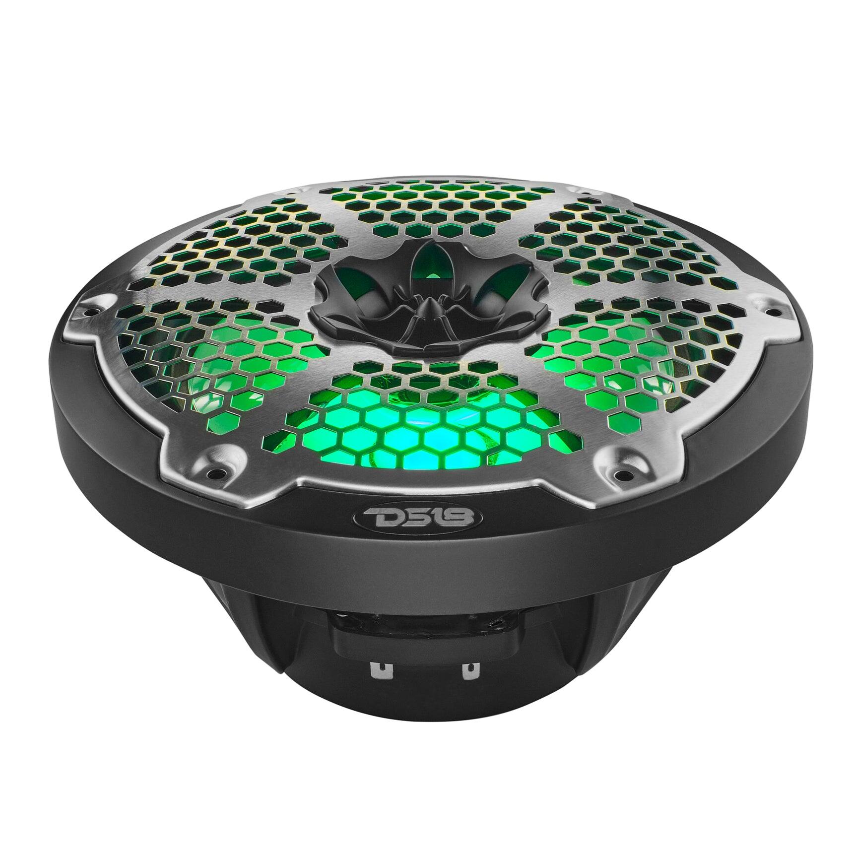 Alt View 2. DS18 Audio - NXL 8" 2-way Coaxial Speaker with RGB LED Lights, Built-in Driver and Grille (Pair), 125W RMS 4-Ohm - Black.