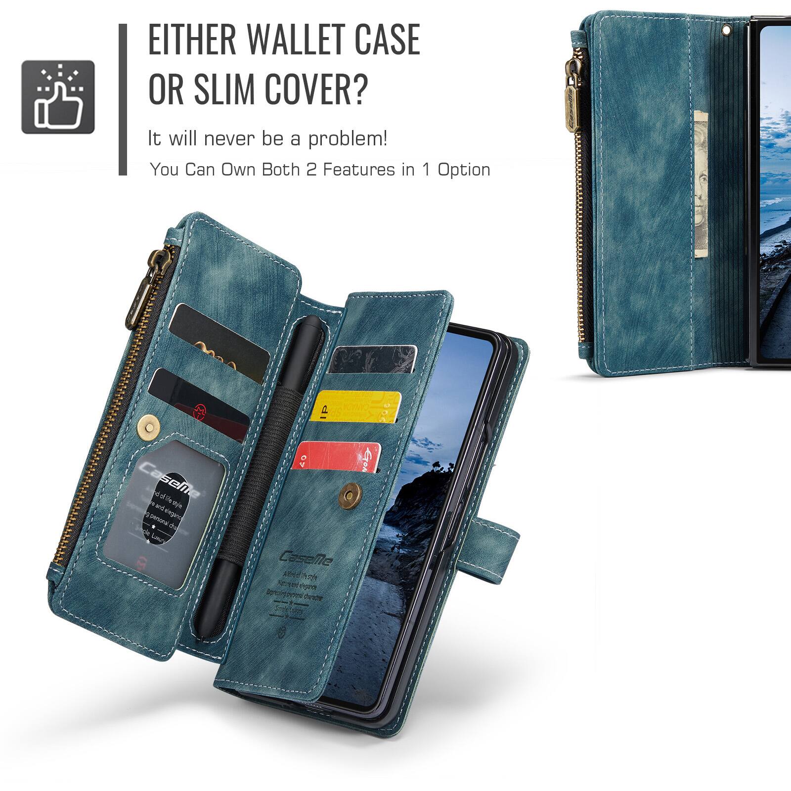 EITHER WALLET CASE OR SLIM COVER?  
It will never be a problem!  
You Can Own Both 2 Features in 1 Option