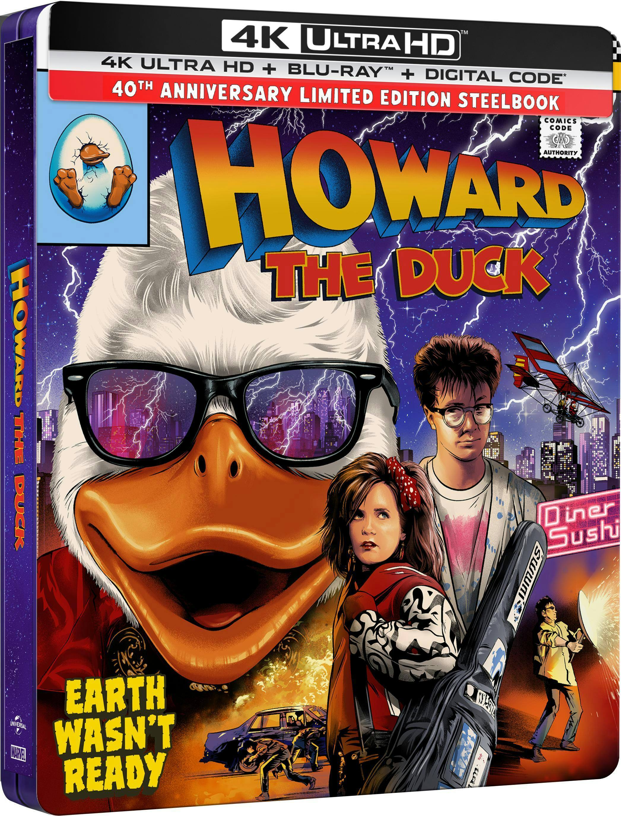 Angle. Howard the Duck - 40th Anniversary (Limited Edition 4K Ultra HD Steelbook + Blu-ray + Digital) [UHD].