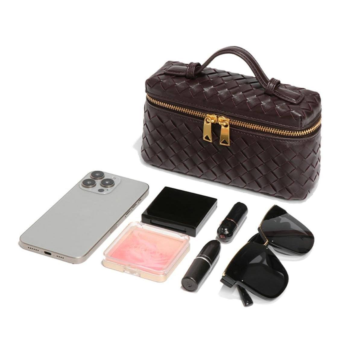 Alt View 4. Fabibe - Trendy Woven Crossbody Purse Square Box Bags Women Shoulder Bag Cute Satchels Mini Pu Leather Top-handle Tote Handbag - A Dark Green 2.