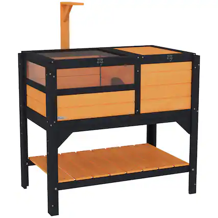 Front. Pawhut - Tortoise Habitat with Shelf Storage, Weather Protection, Gift Accessory, Reptile Enclosure, Tray, Light Support Frame.