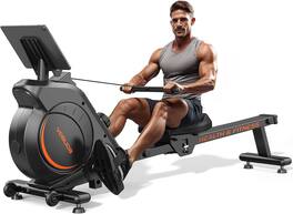 FED Fitness - Magnetic Rowing Machine for Home - Rower Machine Use with Bluetooth, App Supported, Comfortable Seat Cushion - Black