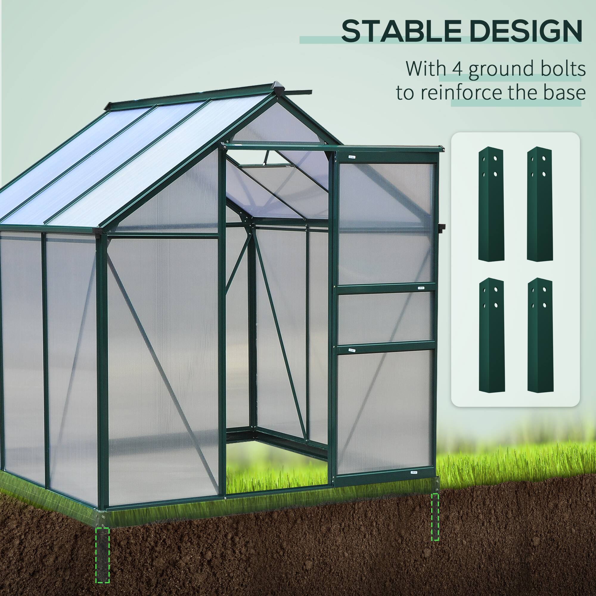 Outsunny 6' x 6' Greenhouse for Outdoors, Polycarbonate