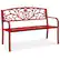 Front. Best Choice Products - Best Choice Products Outdoor Steel Bench Garden Patio Porch Furniture w/ Floral Design Backrest - Red - Red.