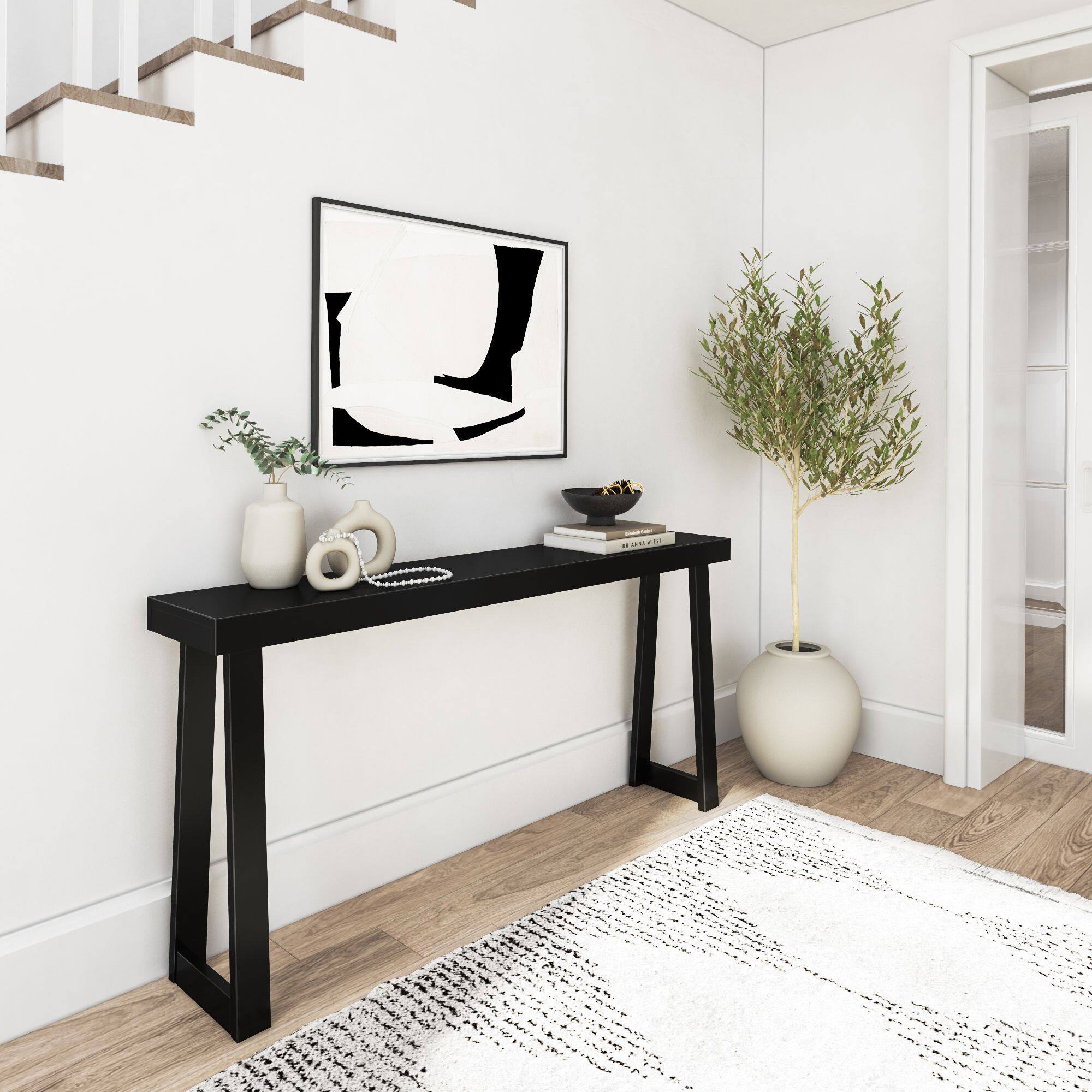 Front. Plank+Beam - Classic Console Table (66in / 1680mm), Black - Black.
