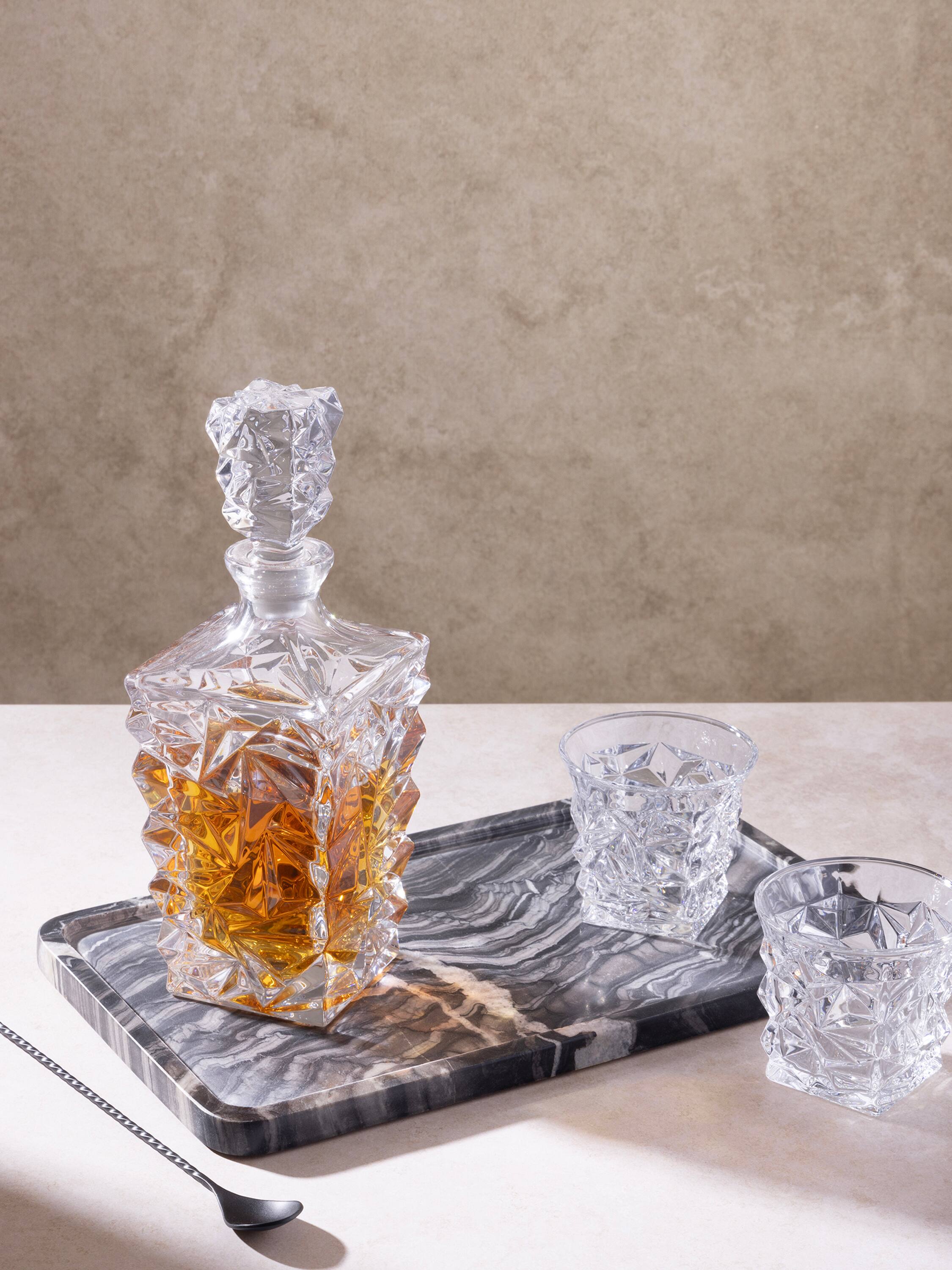 Left. GAURI KOHLI - Frontier Marble Tray - Shades of black and gray.