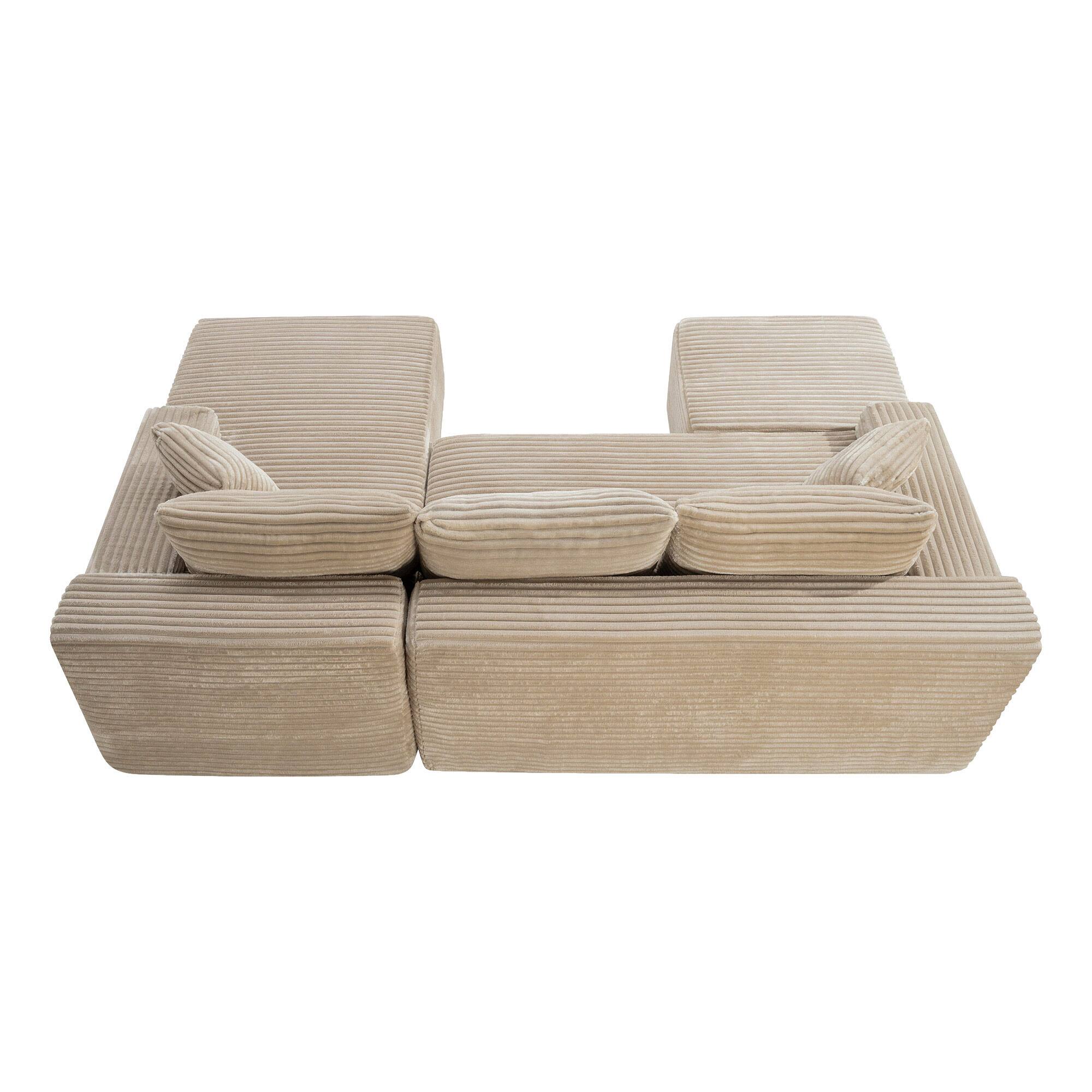 Alt View 1. Boyel Living - 106.3-Inch Corduroy Modular U-Shaped Cloud Sectional Sofa - Camel.