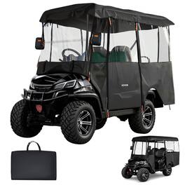 VEVOR - Golf Cart Cover, Visible Full-Enclosure 2+2/4 Passenger Golf Cart, 420D Waterproof Oxford Fabric Club Car Cover - Black
