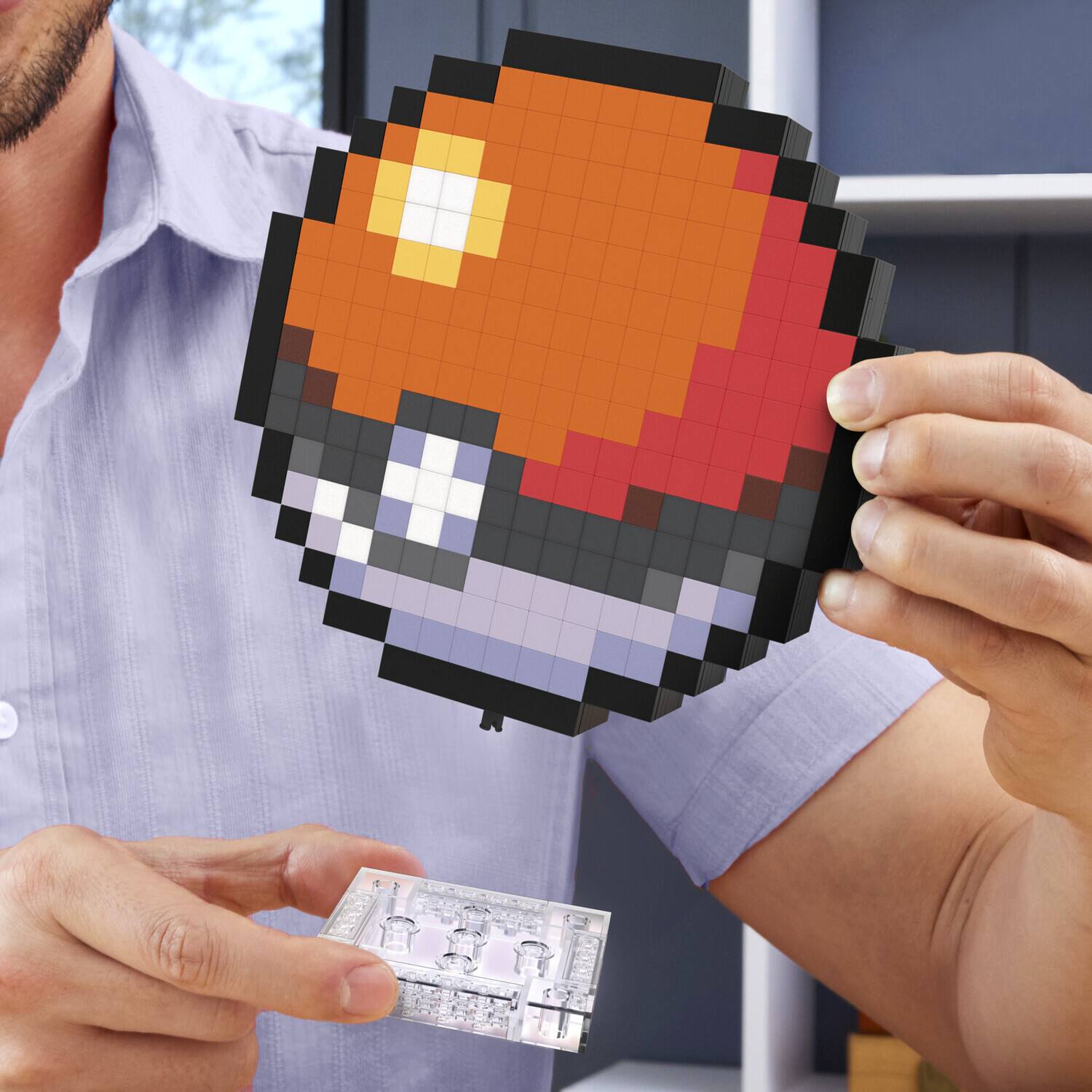 Alt View 4. Mega Bloks - Mega Bloks - Pokemon Classic Poke Ball, Pixel Art, 342 Piece Building Toy Set   - Collectibles - Multicolor.