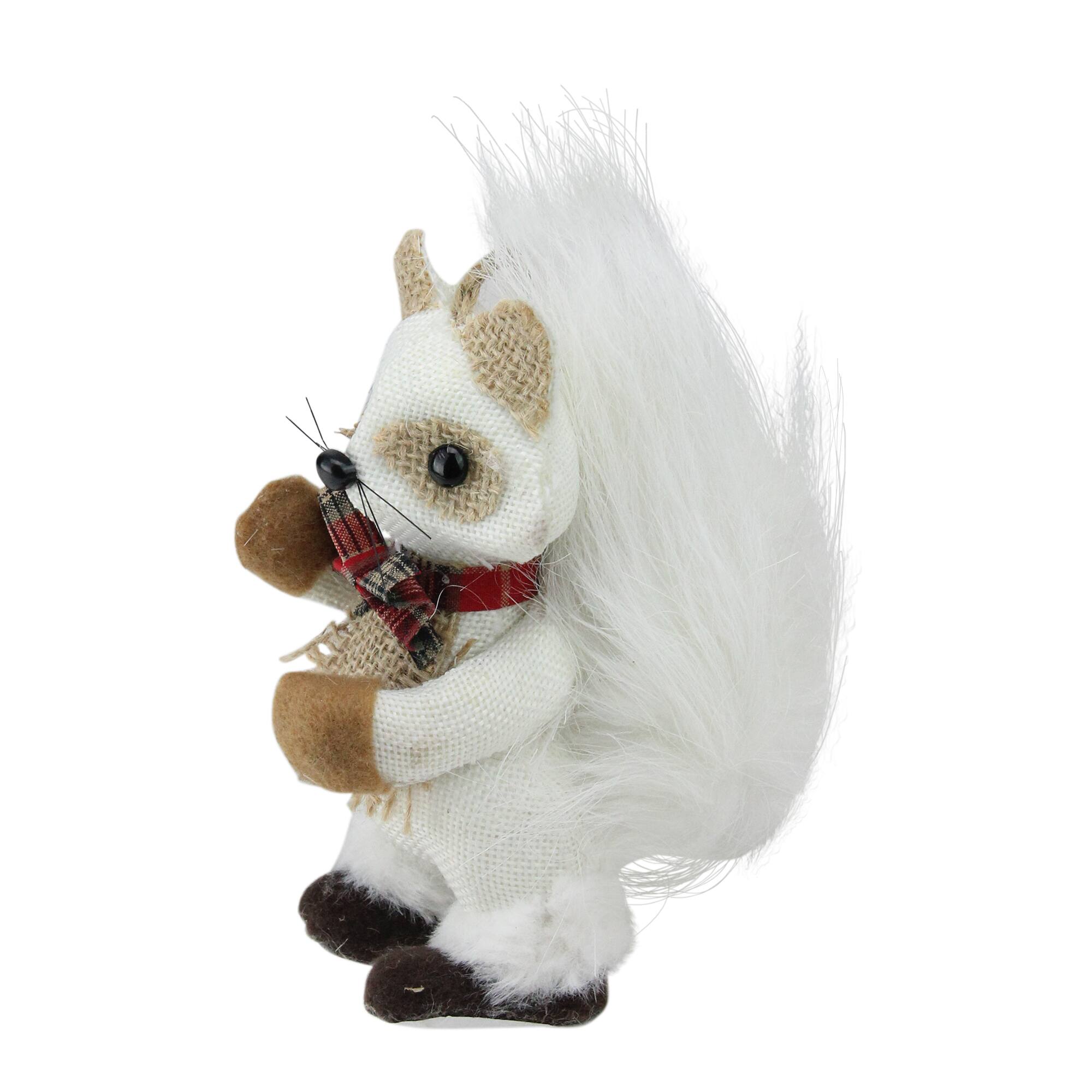Alt View 1. Melrose - 7" White and Beige Mini Standing Winter Fox Christmas Ornament - White.
