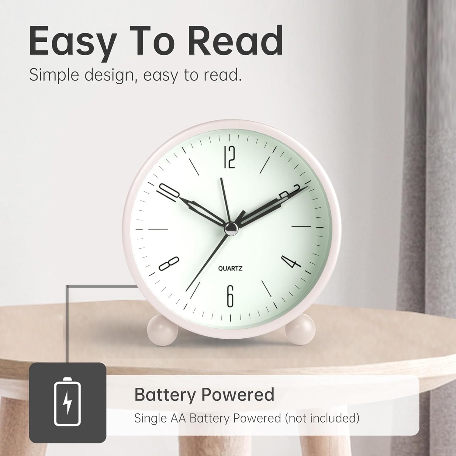 Easy To Read  
Simple design, easy to read.  

Battery Powered  
Single AA Battery Powered (not included)