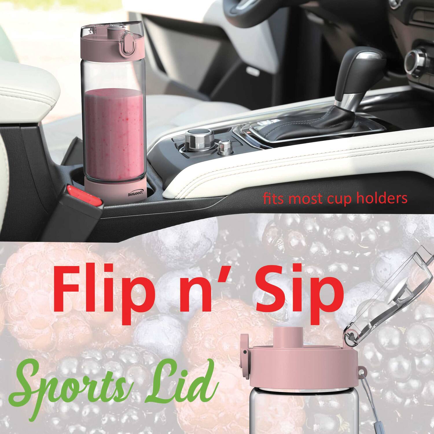 fits most cup holders

Flip n' Sip Sports Lid