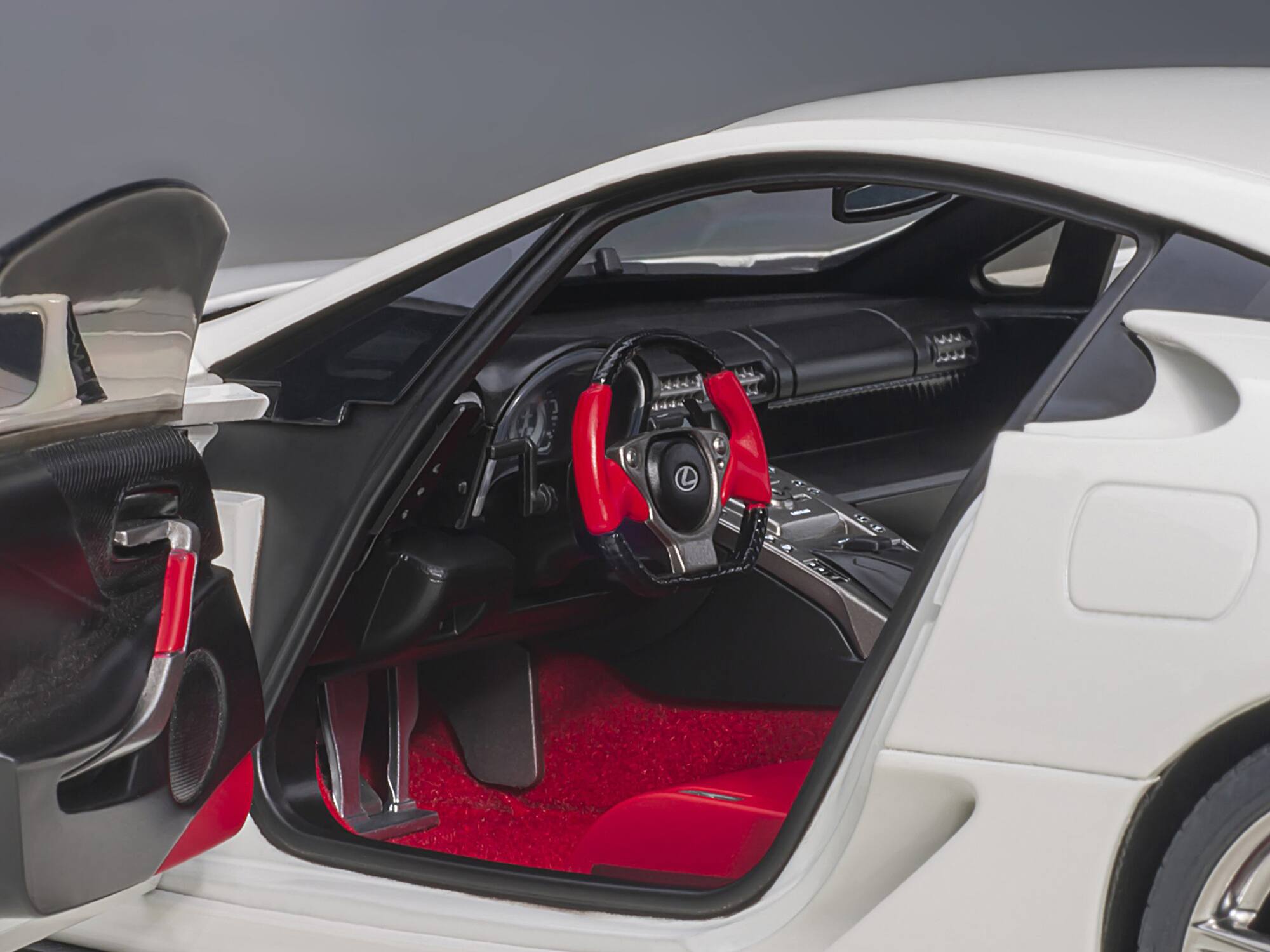 Alt View 3. Autoart - Lexus LFA Whitest White with Red and Black Interior 1/18 Model Car by Autoart.