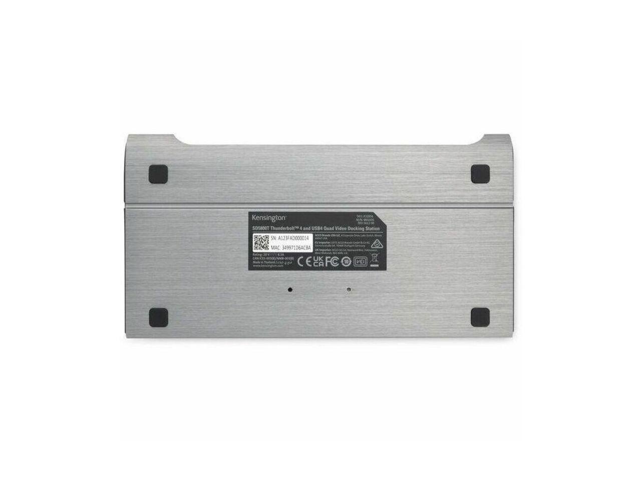 Kensington SD5000T Thunderbolt™ 4 and USB4 Quad Video Docking Station  
SN A123FA0000054  
MAC 34997106ACBA  
1AN UK CELK C CA FC 1 VE