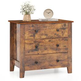 Kadyn - 3 Drawer Dresser Chest of Drawers Bedside Table-Rustic - Brown