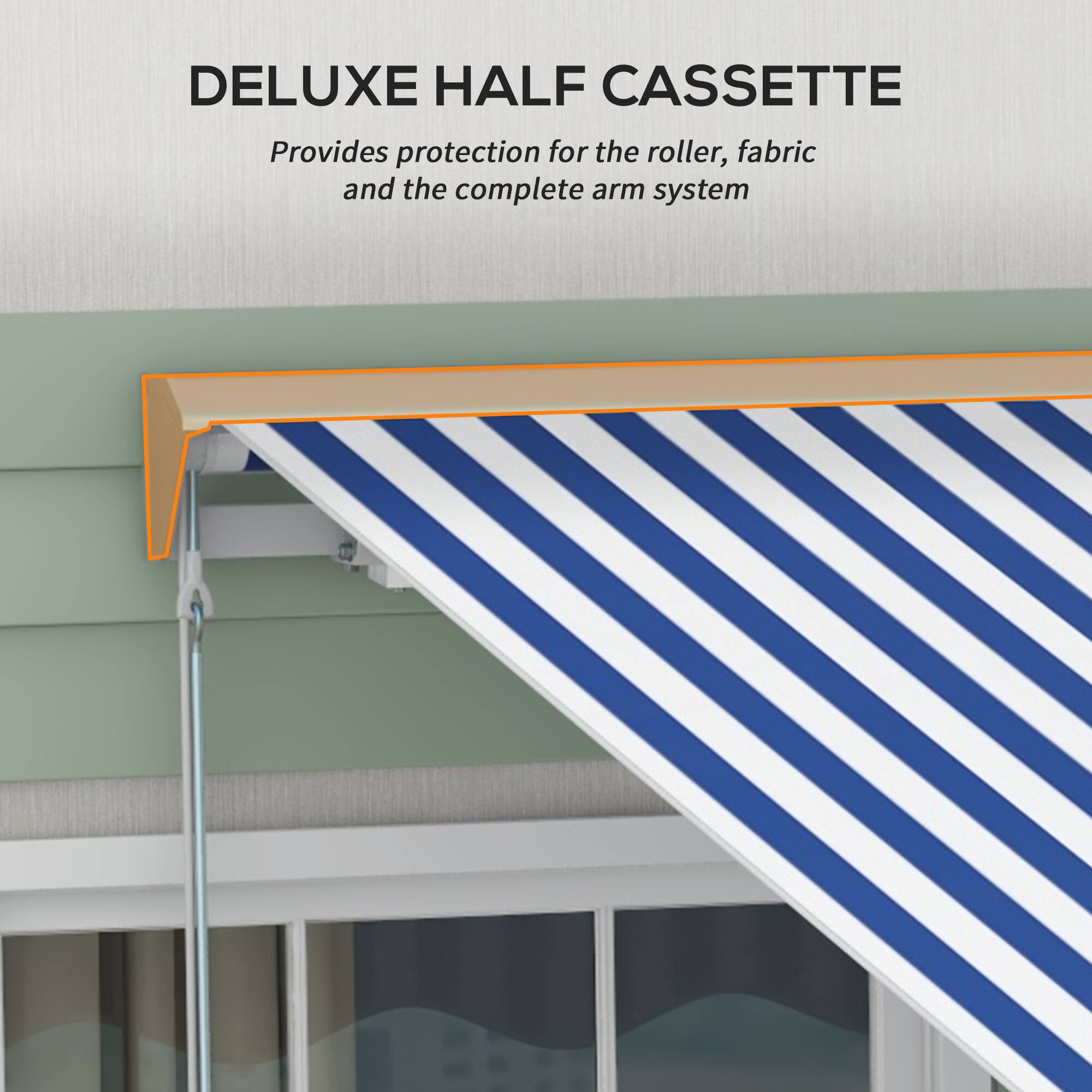 DELUXE HALF CASSETTE
Provides protection for the roller, fabric and the complete arm system