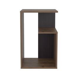 TuHome - Everet High 3-Tier Shelf Side Table, Modern and Stylish Living Room or Entryway Decor - Dark Brown - Black
