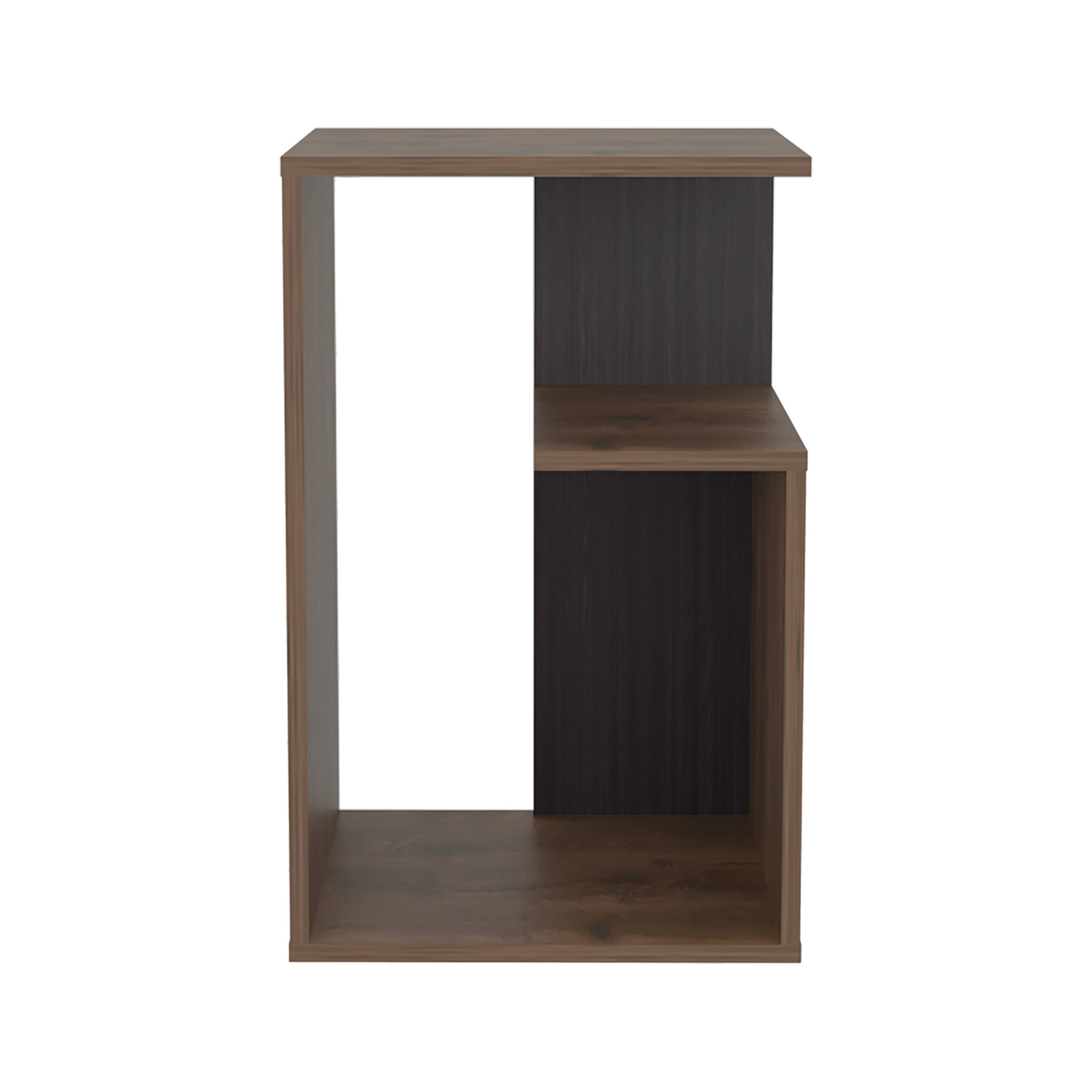 Front. TuHome - Everet High 3-Tier Shelf Side Table, Modern and Stylish Living Room or Entryway Decor - Dark Brown - Black.