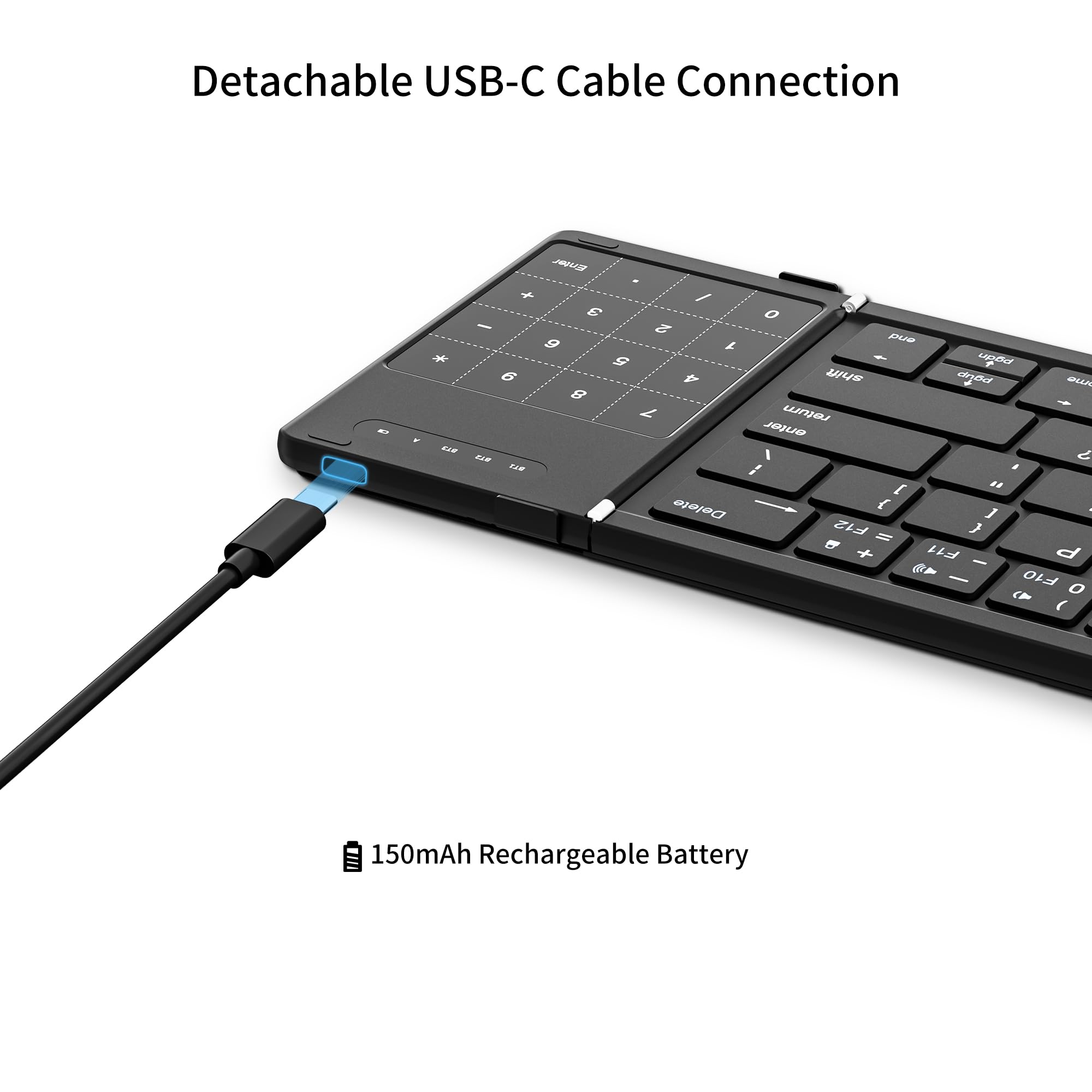 Detachable USB-C Cable Connection

150mAh Rechargeable Battery