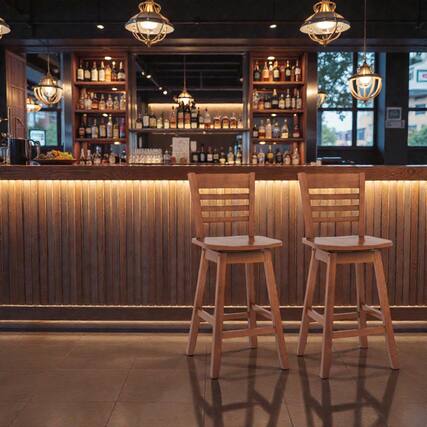 Front. Hivvago - Set of 2 Counter Height Bar Stools with Footrest for Kitchen Island - Walnut.