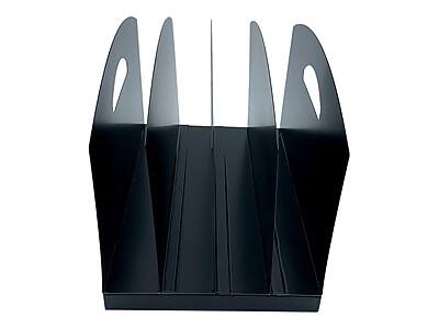 Front. Huron - Huron Vertical 4-Compartment Steel File Organizer, Black (HASZ0169) - Black.