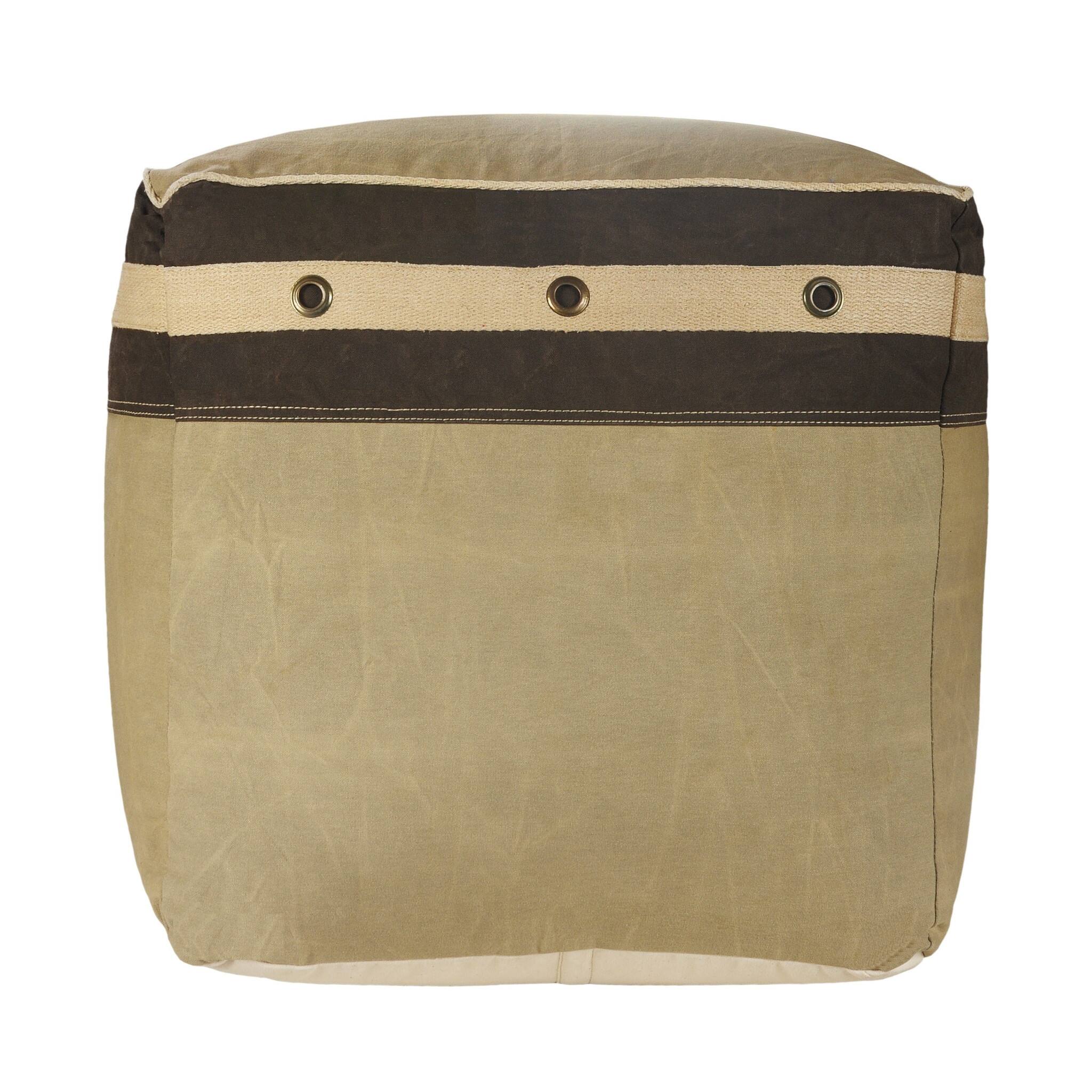 Alt View 1. Hivvago - Hivvago 20 Inch Cotton Striped Pouf Ottoman - Brown.