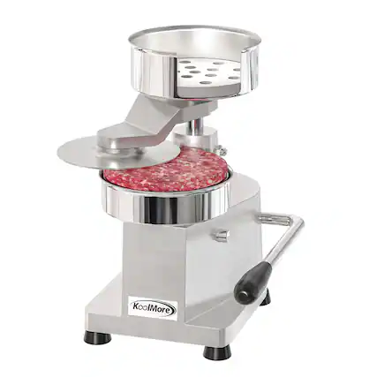 Front. Koolmore - 5 in. Heavy-Duty Hamburger Patty Molding Press with Handle, CHM-5. - Stainless Steel.