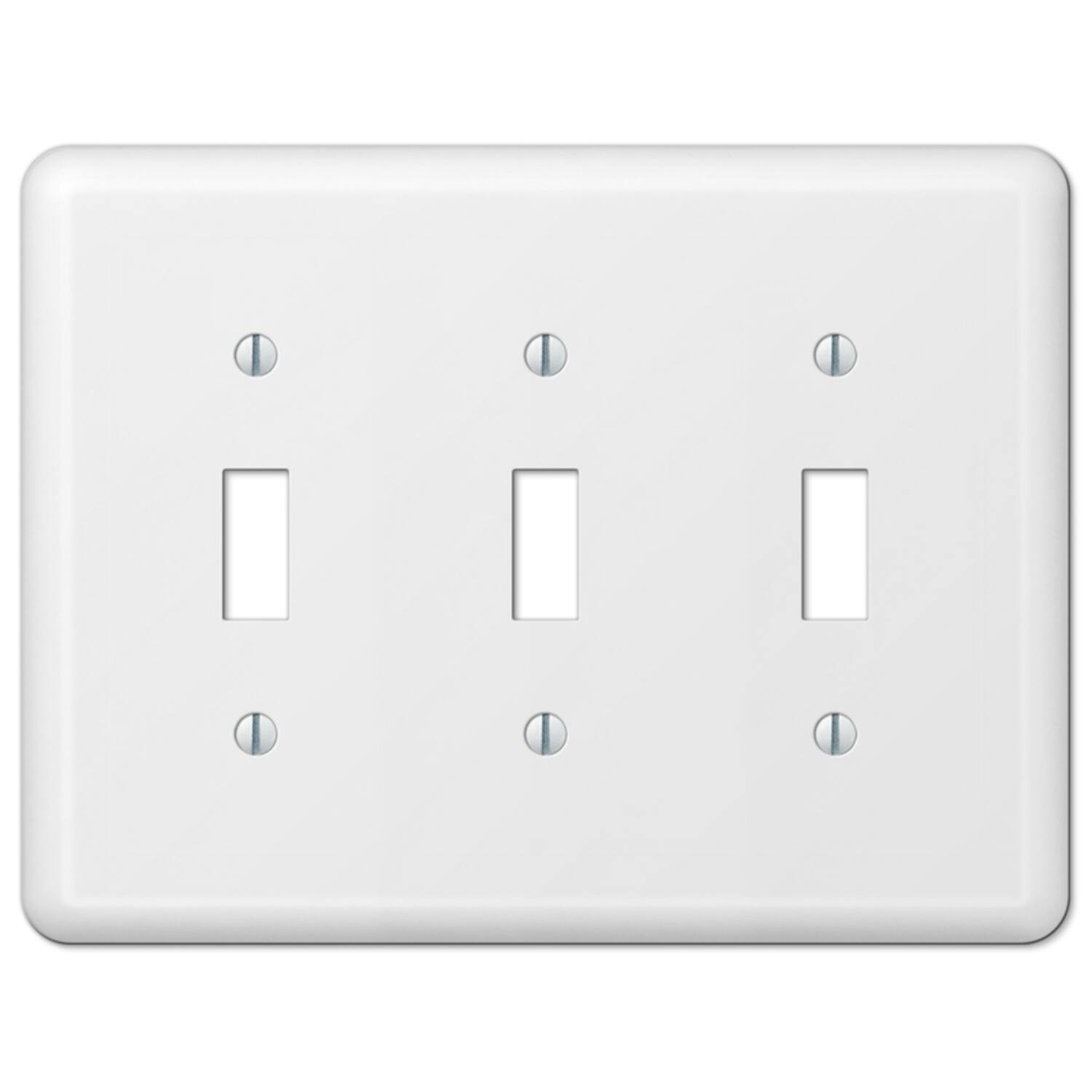 Angle. AMERELLE - Amerelle Devon White 3 gang Stamped Steel Toggle Wall Plate 1 pk - White.