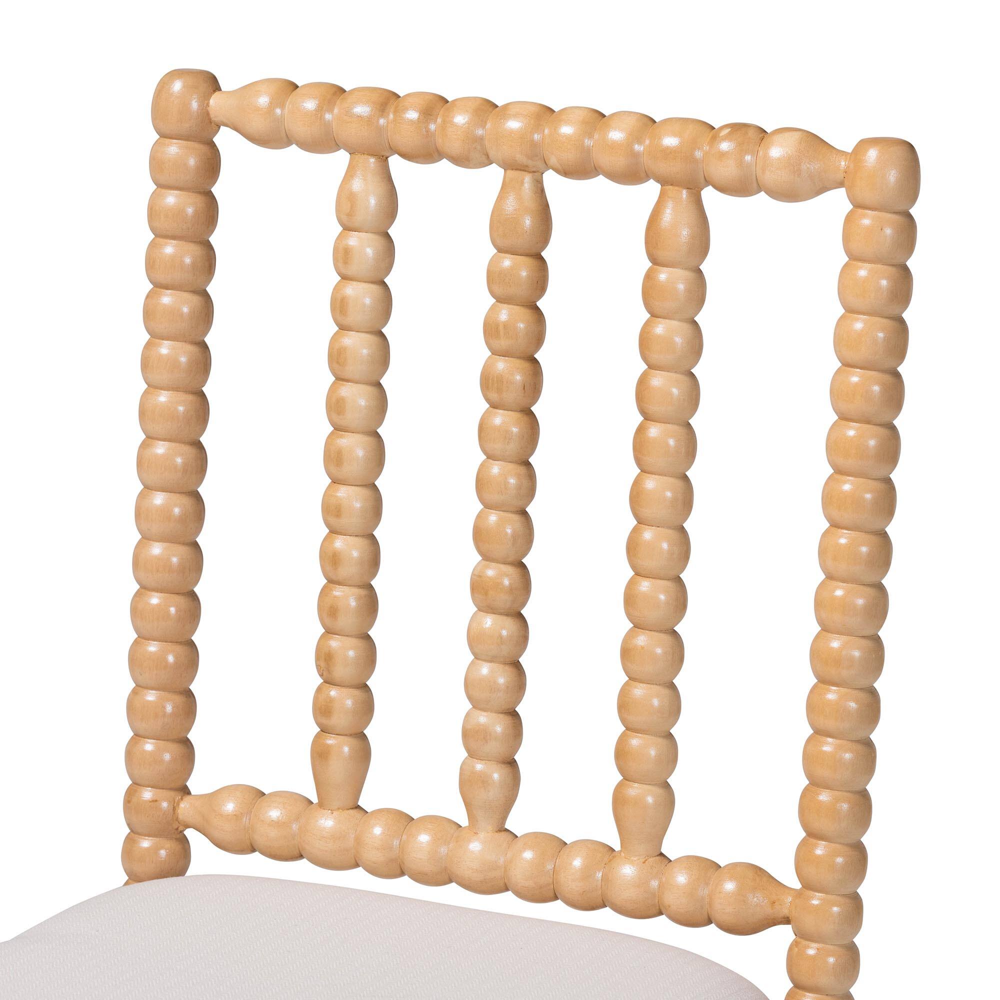 Alt View 1. bali & pari - Deya Bobbin Dining Chair - Wood Side Chair with Upholstered Seat and Spindle Backrest - Natural Brown/White.