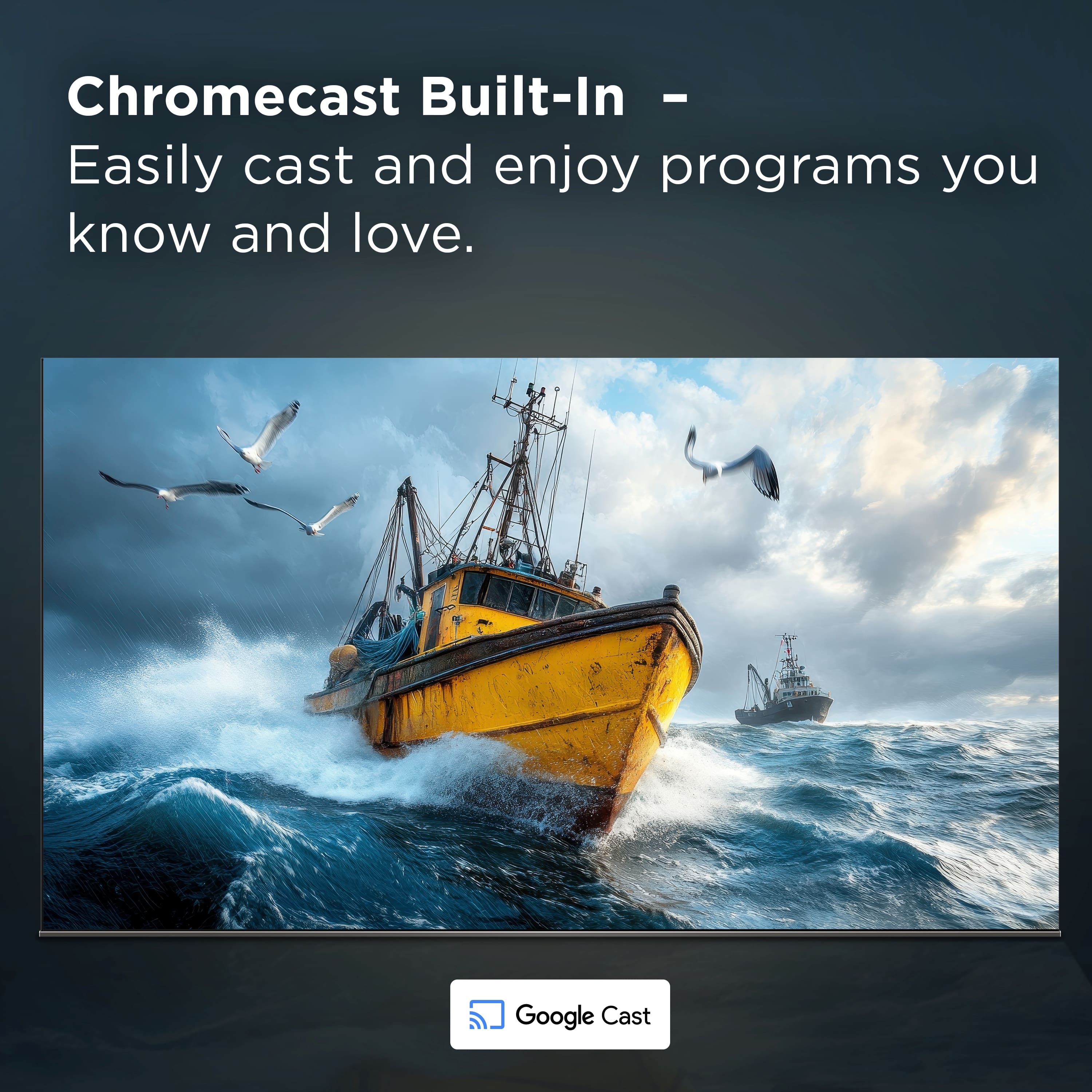 Chromecast Built-In - Easily cast and enjoy programs you know and love. Google Cast.