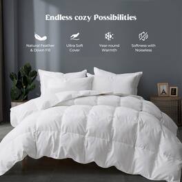 Peace Nest - All Season Goose Down Comforter Duvet Insert with Soft Cover, King - White