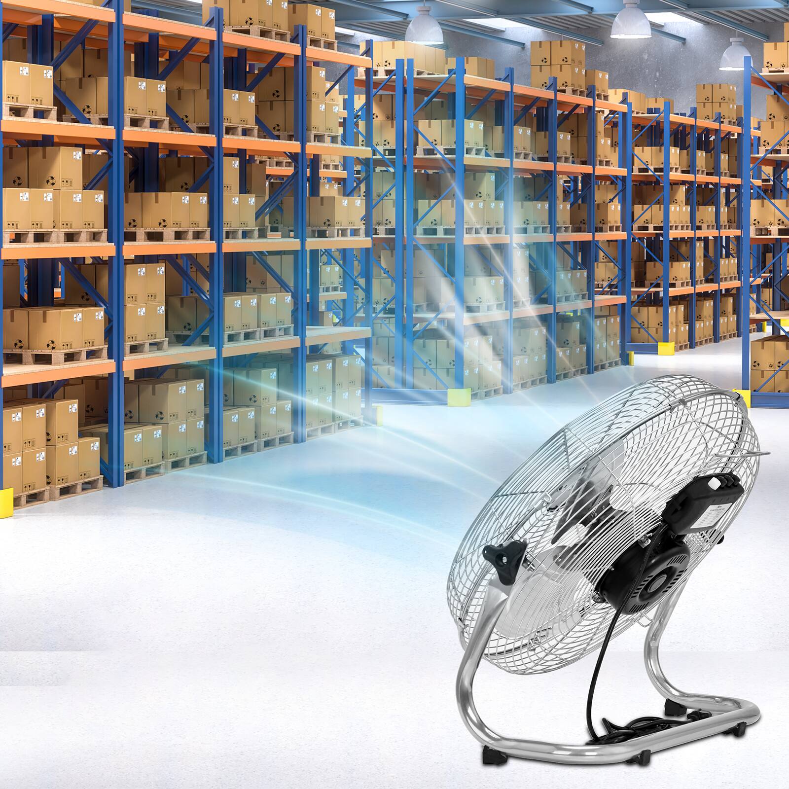 Alt View 8. Winado - 20" 3-Speed High Velocity Heavy Duty Metal Floor Fan with handle, 4860 CFM,90°~180°-Degree Tilt, Powerful Airflow Fan - Silver.