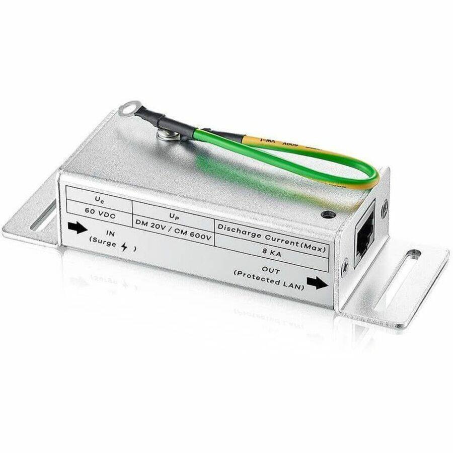 Uc: 60 VDC  
Up: DM 20V / CM 600V  
Discharge Current (Max): 8 KA  

IN (Surge)  
OUT (Protected LAN)