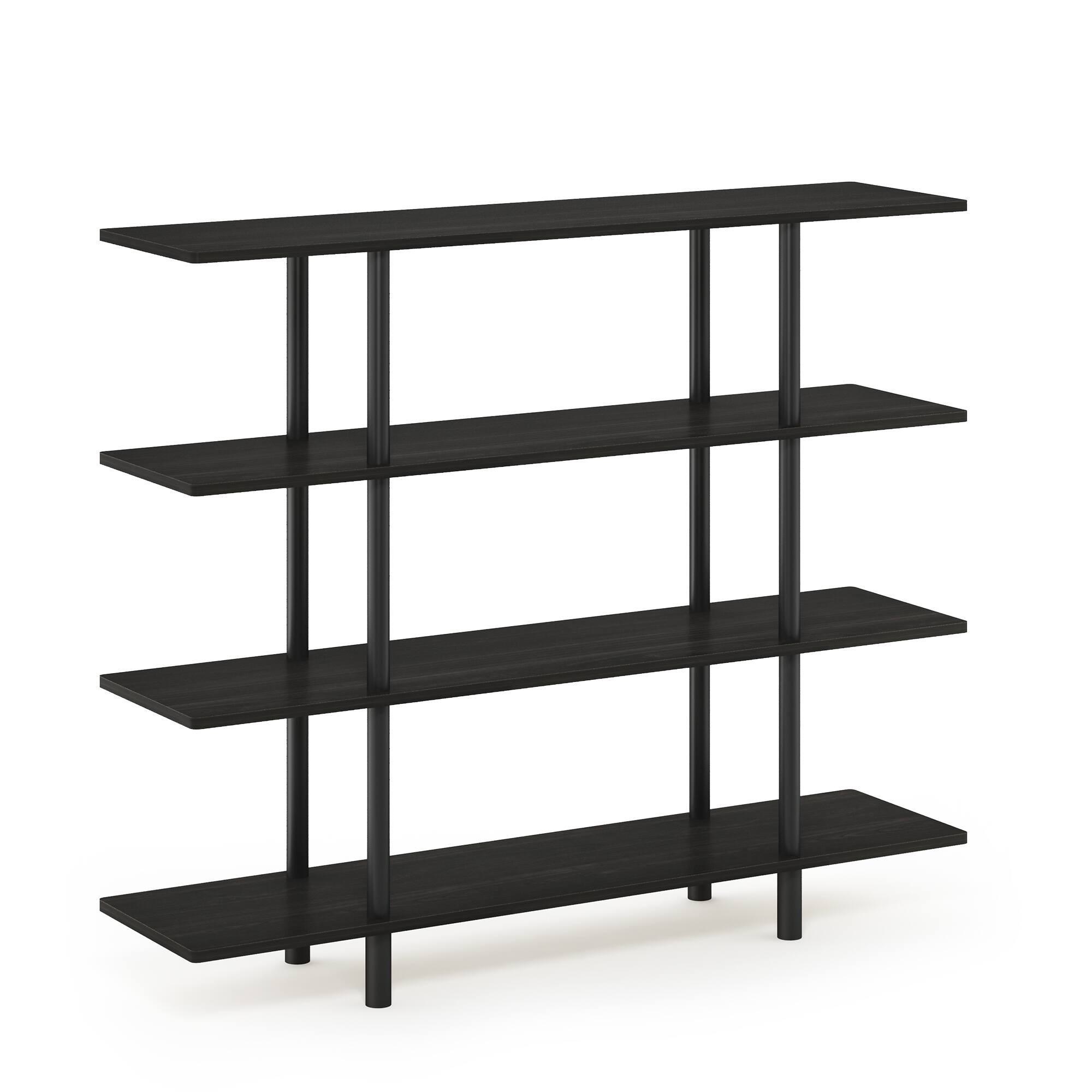 Front. Furinno - Turn-N-Tube 4-Tier Wide Display Shelf, Espresso/Black - Espresso/Black.