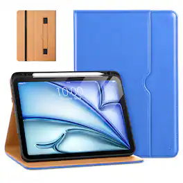 DTTO - Case for iPad Air 11-inch M2/M3 & Air 4th/5th Gen – Premium Leather Folio with Pencil Holder, Auto Sleep/Wake - Royal Blue